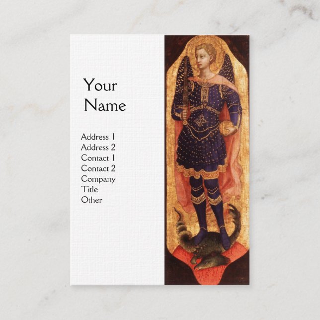 SAINT MICHAEL ARCHANGEL MIT DRAGON MONOGRAM Leinen Visitenkarte (Vorderseite)