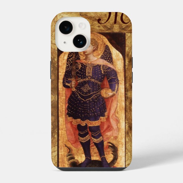 SAINT MICHAEL ARCHANGEL MIT DRAGON-Monogramm iPhone Hülle (Rückseite)