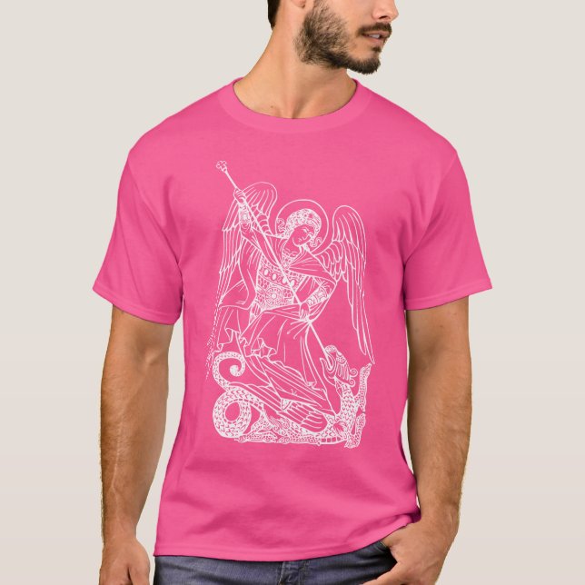Saint Michael Archangel und der Drache T-Shirt (Vorderseite)