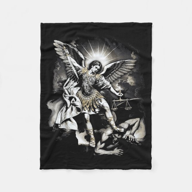Saint Michael Defeating Satan Archangel Warrior  Fleecedecke (Vorderseite)