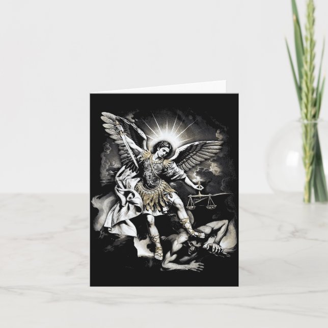 Saint Michael Defeating Satan Archangel Warrior  Karte (Vorderseite)