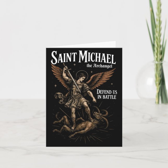Saint Michael Defend Us In Battle Archangel Christ Karte (Vorderseite)