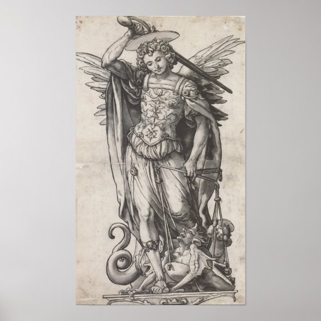 Saint Michael der Erzengel von Hans Holbein Poster (Vorne)