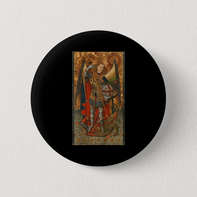 Saint Michael The Archangel Defeating Satan Christ Button (Vorderseite)