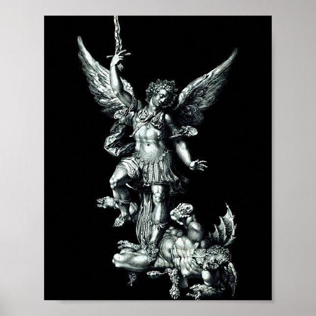Saint Michael The Archangel Defeating Satan Christ Poster (Vorne)