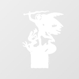 Saint Michael und Dragon (in Weiß) Fensteraufkleber