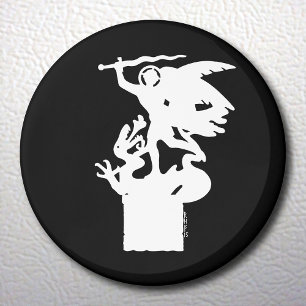 Saint Michael und Dragon (in Weiß) Magnet