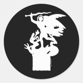 Saint Michael und Dragon (in Weiß) Runder Aufkleber