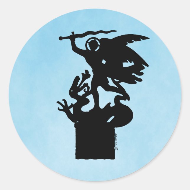 Saint Michael und Dragon Runder Aufkleber (Vorderseite)