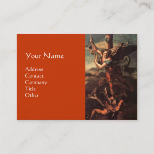 SAINT MICHAEL VANGUISHING SATAN, braun orange Visitenkarte