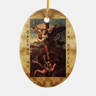 SAINT MICHAEL VANGUISHING SATAN Gebet Keramik Ornament