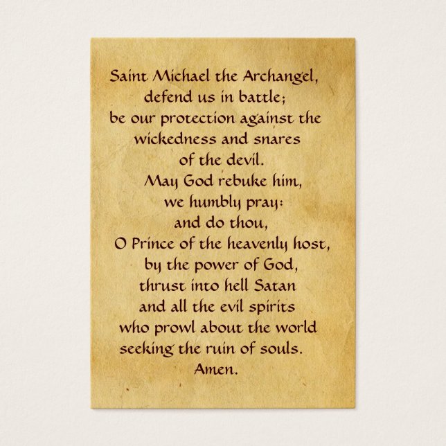 SAINT MICHAEL VANGUISHING SATAN Prayer Card (Vorderseite)