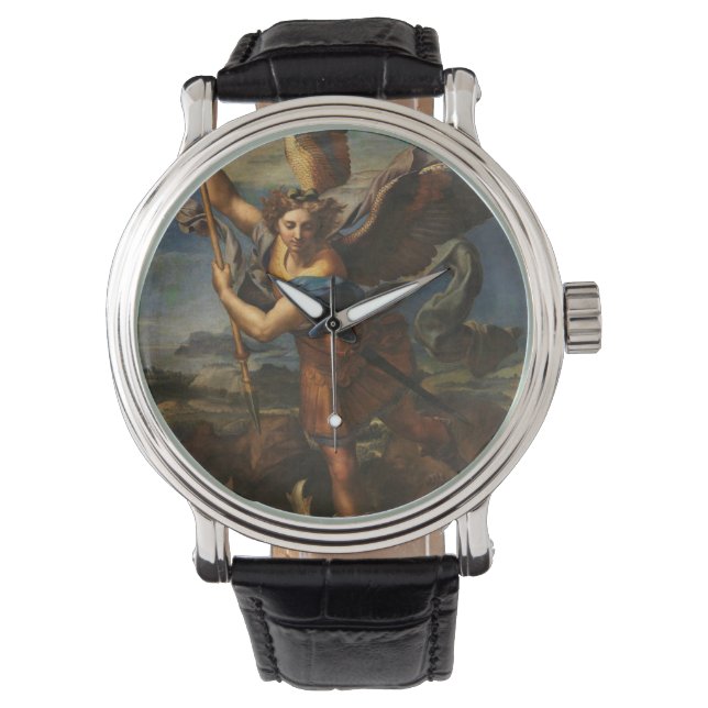 Saint Michael Vanquishing Satan Armbanduhr (Vorderseite)