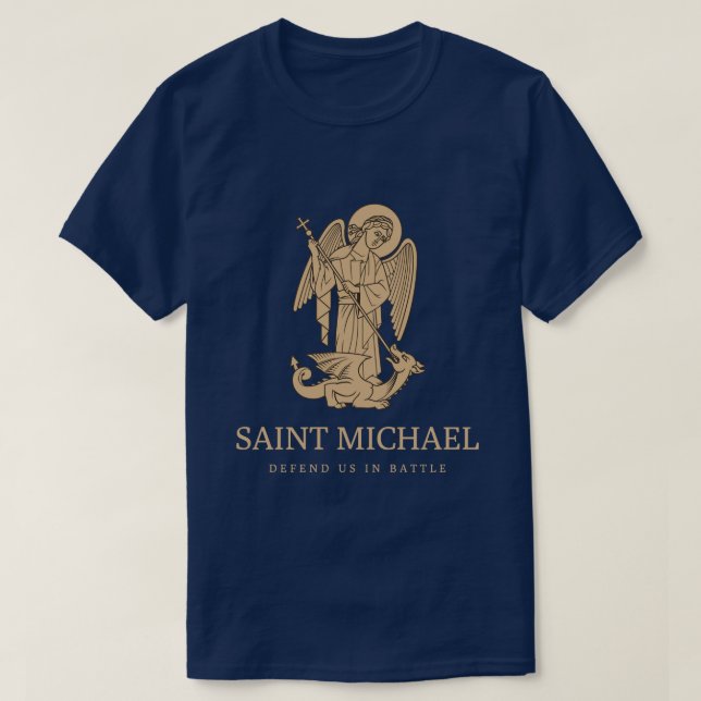 Saint Michael verteidigen uns im Kampf T-Shirt (Design vorne)