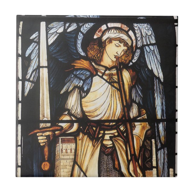 Saint Michael von Sir Edward Coley Burne-Jones Fliese (Vorderseite)