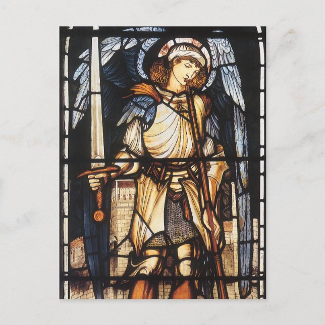 Saint Michael von Sir Edward Coley Burne-Jones Postkarte (Vorderseite)
