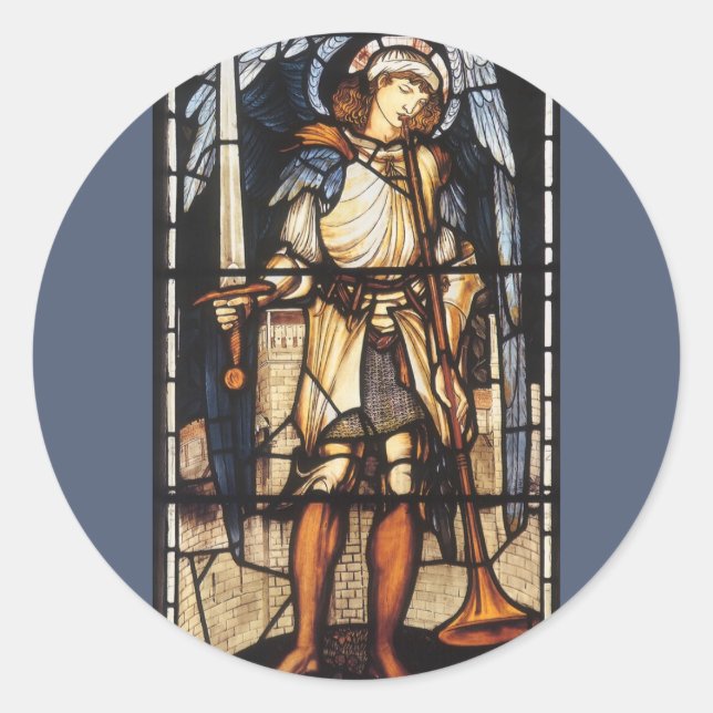 Saint Michael von Sir Edward Coley Burne-Jones Runder Aufkleber (Vorderseite)