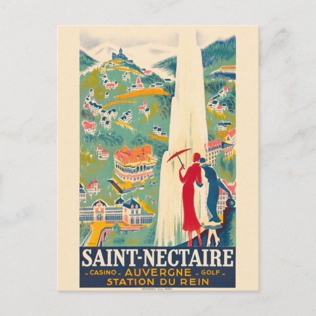 Saint-Nectaire France Vintage Poster Postkarte (Vorderseite)