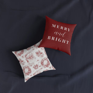 Saint Nicholas Decoupage French Country Red Toile Kissen