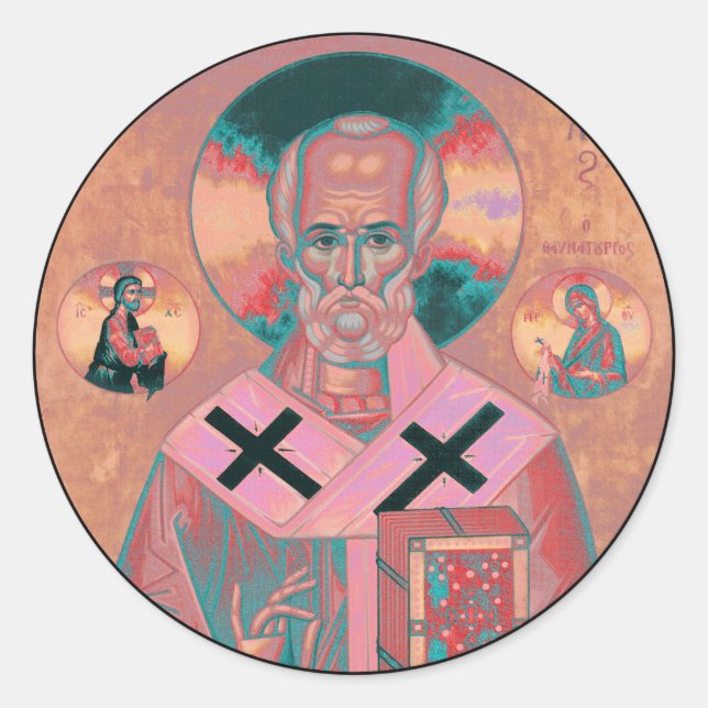 Saint Nicholas Icon Runder Aufkleber (Vorderseite)