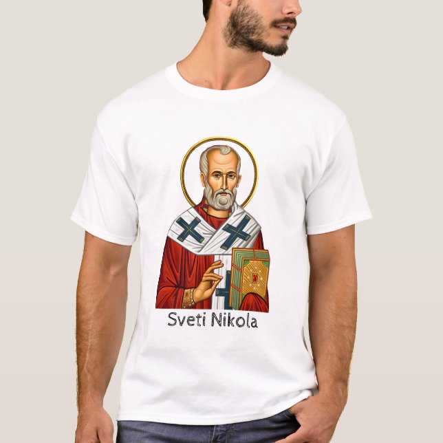 Saint Nicholas orthodox serbian letter icon  T-Shirt (Vorderseite)