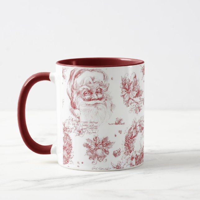 Saint Nicholas Weihnachts Französisches Land Rotes Tasse (Links)