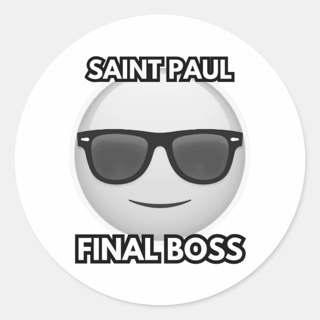 Saint Pal Final Boss Cool Emoji Runder Aufkleber (Vorderseite)