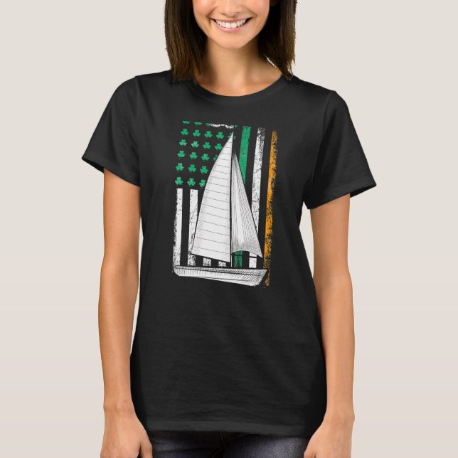 Saint Patrick American Flag Segeln T-Shirt (Vorderseite)