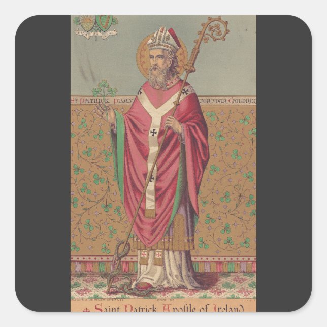 Saint Patrick Apostle von Irland Quadratischer Aufkleber (Vorderseite)