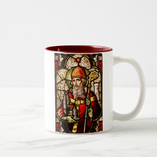 Saint Patrick Bild auf festem Glas Zweifarbige Tasse (Rechts)