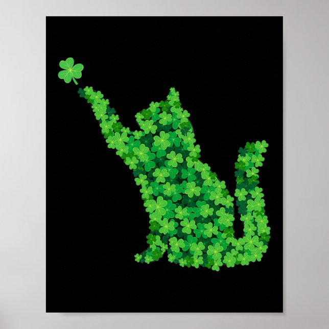 Saint Patrick Day Kleeblatt Cat Lucky St Patricks  Poster (Vorne)