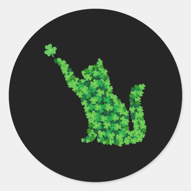 Saint Patrick Day Kleeblatt Cat Lucky St Patricks  Runder Aufkleber (Vorderseite)
