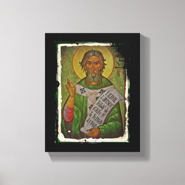 Saint Patrick Icon auf Green Leinwanddruck (Vorderseite)