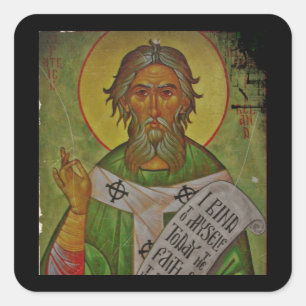 Saint Patrick Icon auf Green Quadratischer Aufkleber