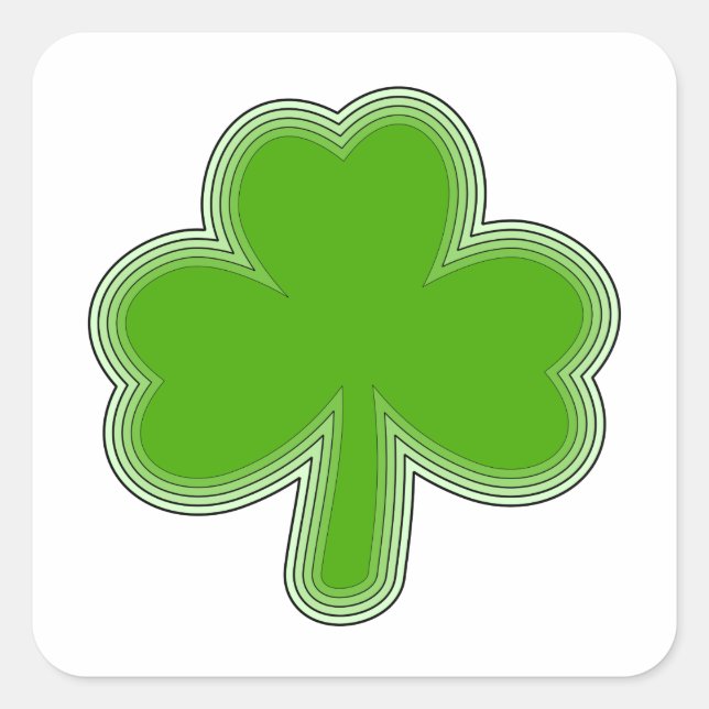 Saint-Patrick-Kleeblatt Zeichnend Quadratischer Aufkleber (Vorderseite)