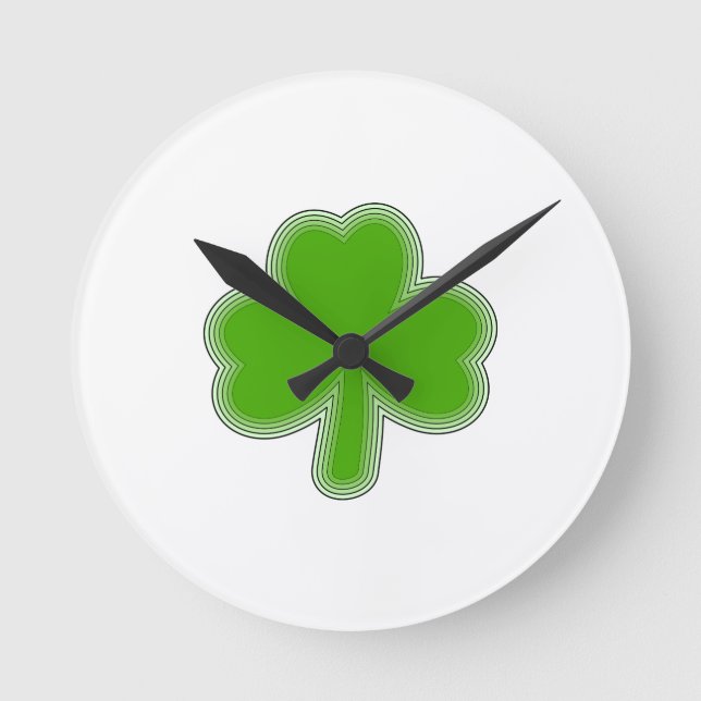 Saint-Patrick-Kleeblatt Zeichnend Runde Wanduhr (Vorderseite)