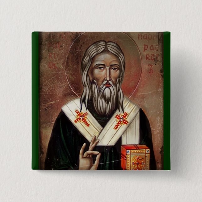 Saint Patrick mit erhöhter Hand Button (Vorderseite)