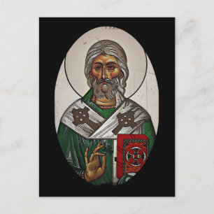 Saint Patrick mit Heiliger Schrift Postkarte