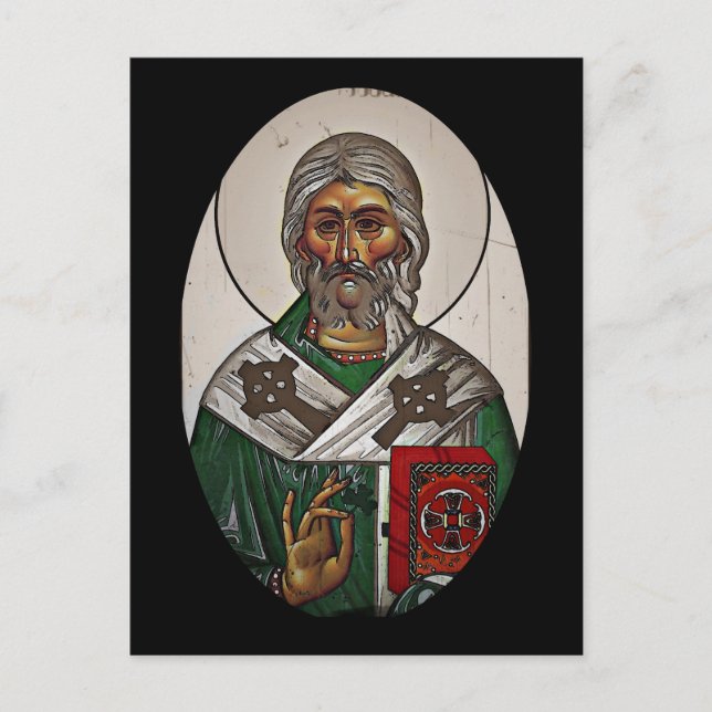 Saint Patrick mit Heiliger Schrift Postkarte (Vorderseite)