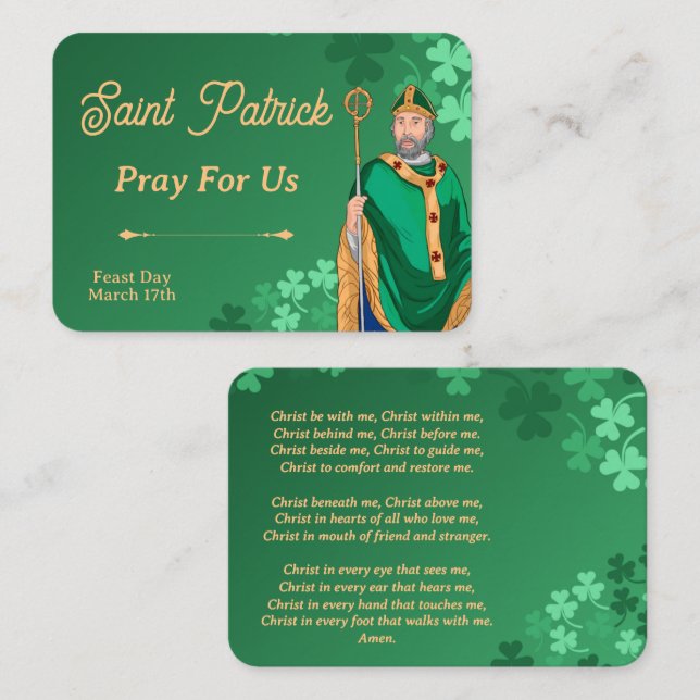 Saint Patrick Prayer Card – Breastplate Prayer Platzkarte (Vorne/Hinten)