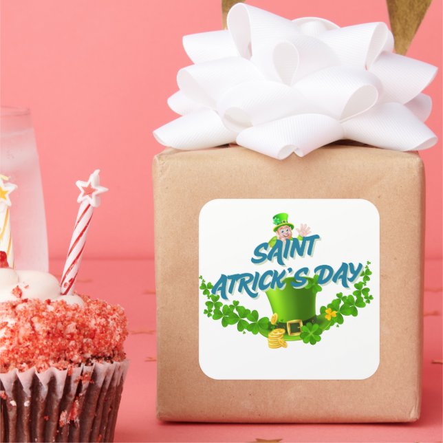 Saint Patrick’s Day Shirt – Lucky Leprechaun Hat & Quadratischer Aufkleber (Party)