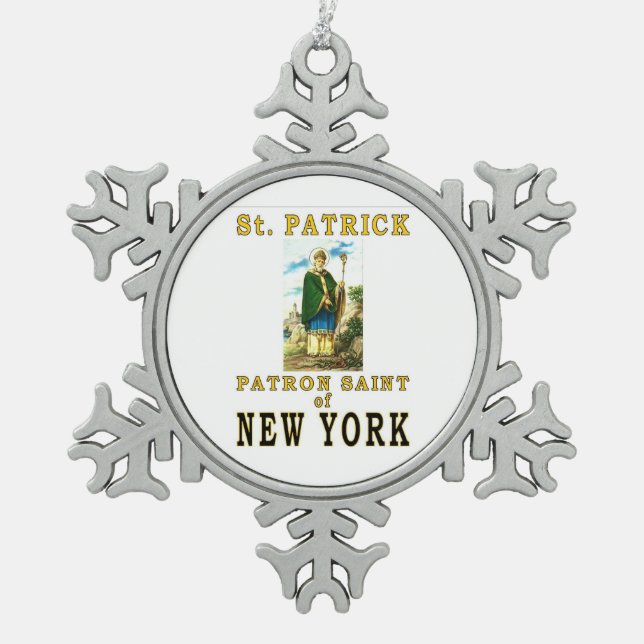 SAINT PATRICK SCHNEEFLOCKEN Zinn-Ornament (Vorderseite)