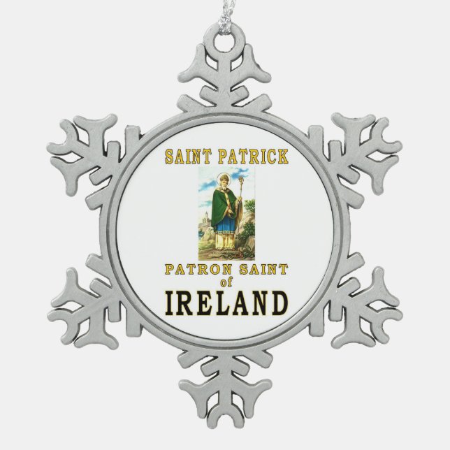 SAINT PATRICK SCHNEEFLOCKEN Zinn-Ornament (Vorderseite)