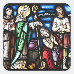 Saint Patrick und seine Anhänger Quadratischer Aufkleber