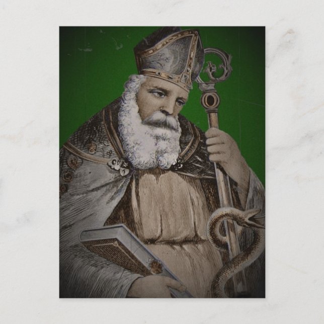 Saint Patrick's Bibel und Stab Postkarte (Vorderseite)