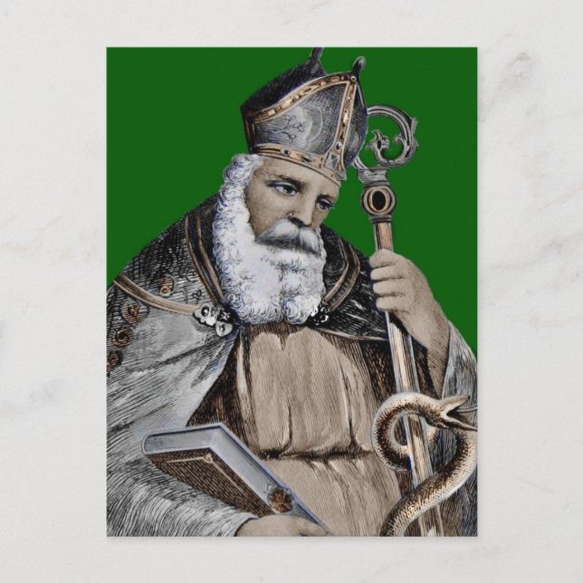 Saint Patrick's Bibel und Stab Postkarte (Vorderseite)