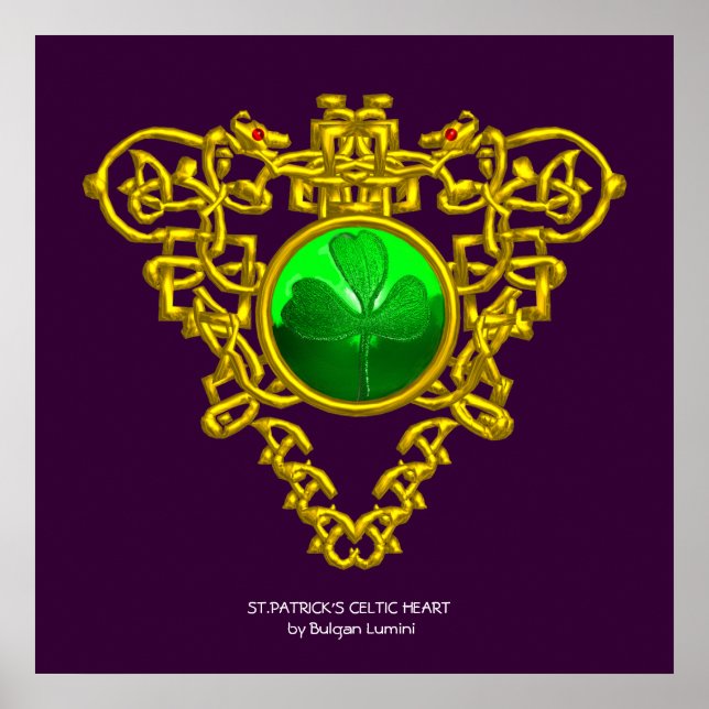 SAINT PATRICK'S CELTIC HERART, KLEEBLATT, lila Poster (Vorne)