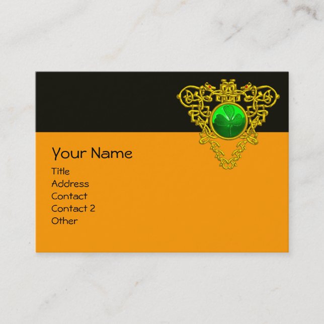 SAINT PATRICK'S CELTIC HERART, KLEEBLATT, Schwarz- Visitenkarte (Vorderseite)