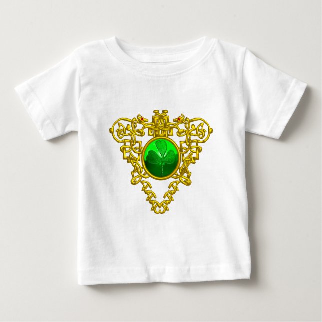 SAINT PATRICK'S CELTIC HERART MIT GRÜNEM KLEEBLATT BABY T-SHIRT (Vorderseite)