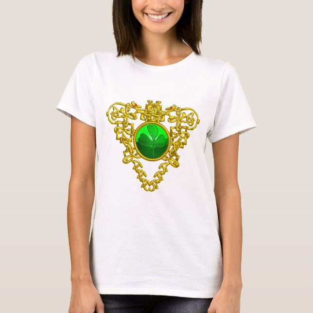 SAINT PATRICK'S CELTIC HERART MIT GRÜNEM KLEEBLATT T-Shirt (Vorderseite)
